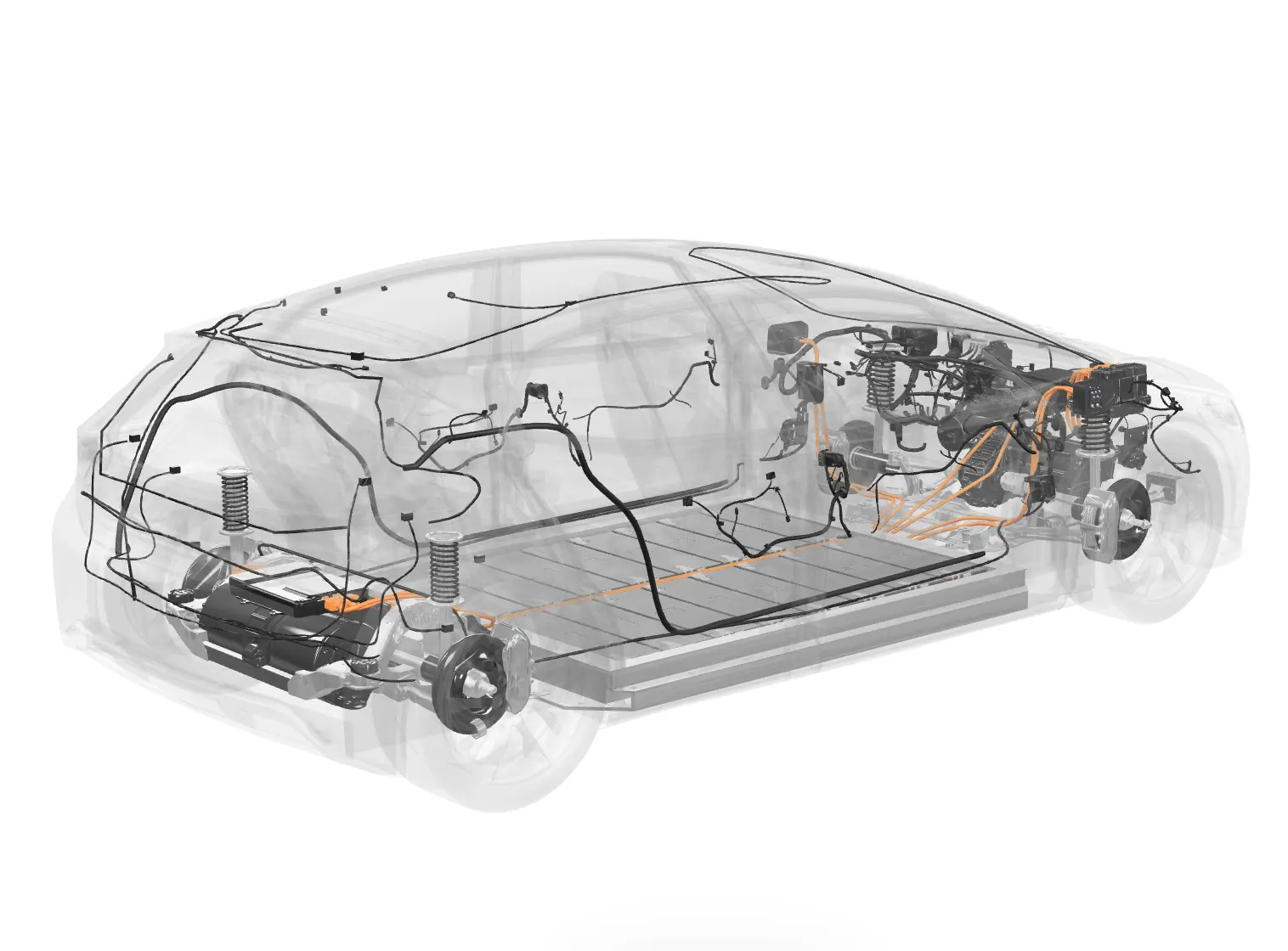 Automotive wire harness assembly with labels and braid